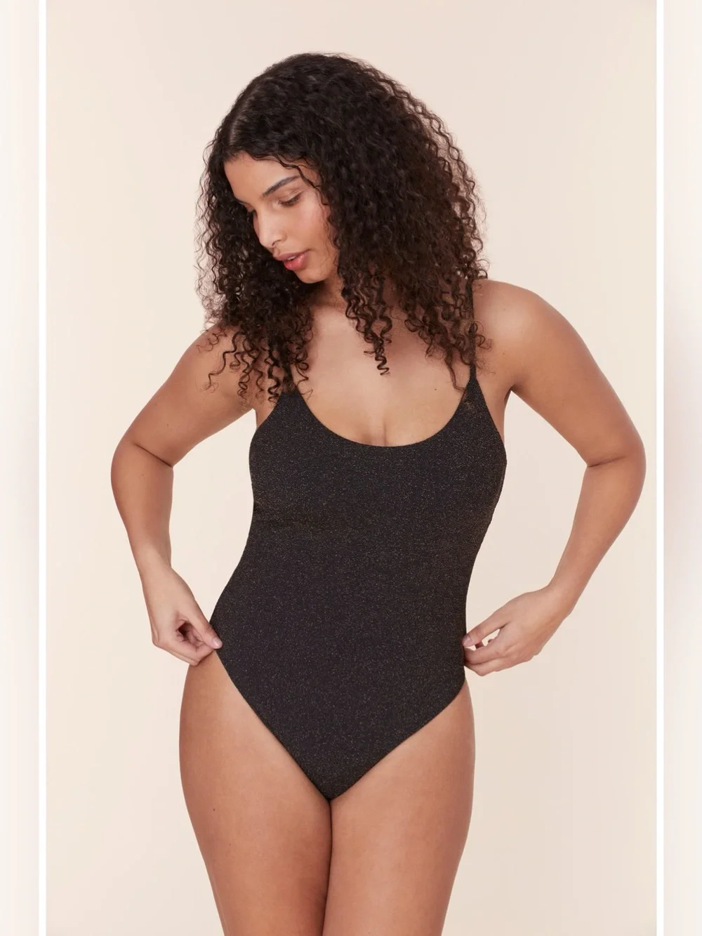 Andie Swim The Liku Metallic One-Piece Swimsuit Medium Adjustable Back